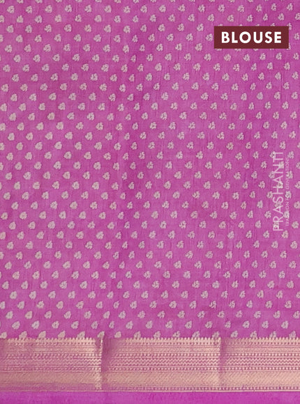 Semi raw silk saree lavender with allover geometric prints and zari woven border