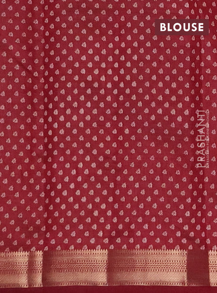Semi raw silk saree maroon with allover geometric prints and zari woven border