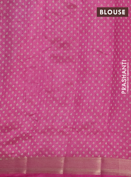 Semi raw silk saree dark pink with allover geometric prints and zari woven border