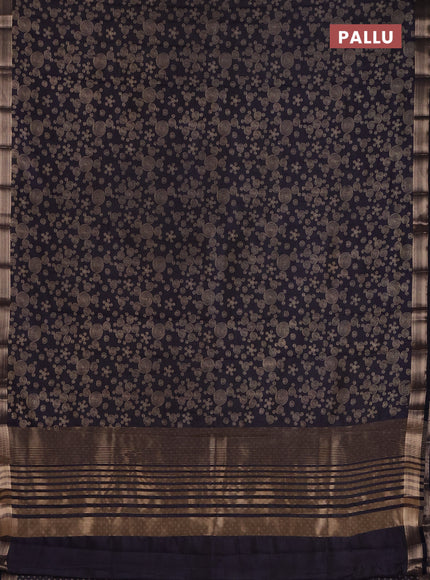 Semi raw silk saree black with allover geometric prints and zari woven border
