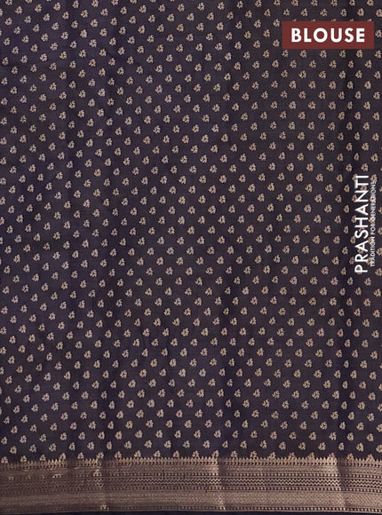 Semi raw silk saree black with allover geometric prints and zari woven border