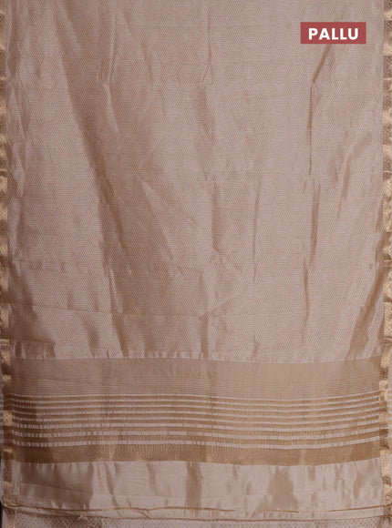 Semi raw silk saree cream with allover geometric prints and zari woven border