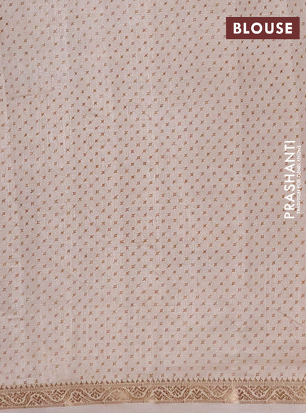 Semi raw silk saree cream with allover geometric prints and zari woven border