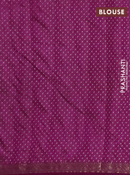 Semi raw silk saree deep purple with allover geometric prints and zari woven border