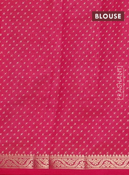 Semi raw silk saree dark pink with allover geometric prints and zari woven border