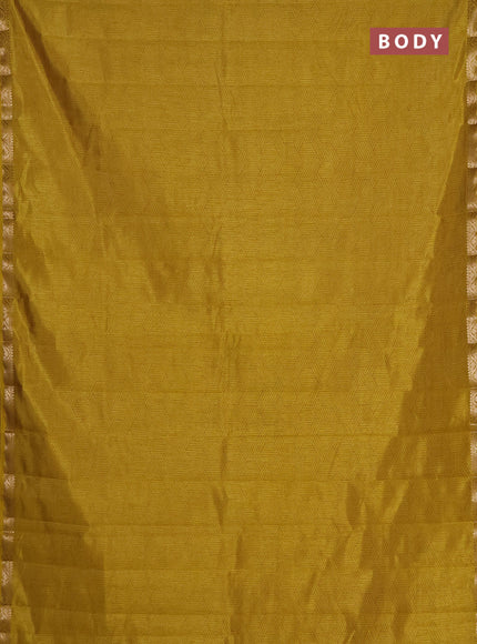 Semi raw silk saree lime yellow with allover geometric prints and zari woven border