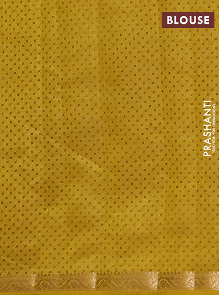 Semi raw silk saree lime yellow with allover geometric prints and zari woven border