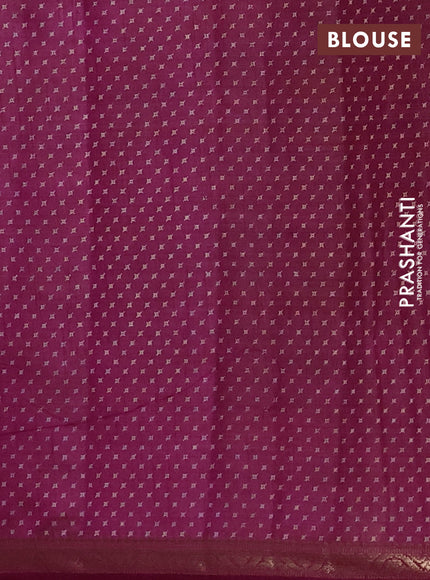 Semi raw silk saree deep purple with allover geometric prints and zari woven border