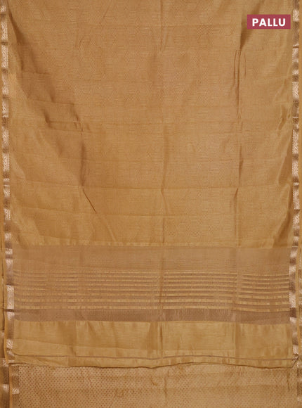 Semi raw silk saree sandal with allover geometric prints and zari woven border