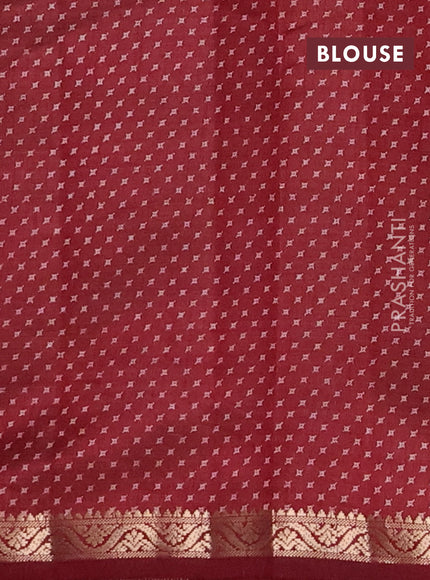 Semi raw silk saree maroon with allover geometric prints and zari woven border