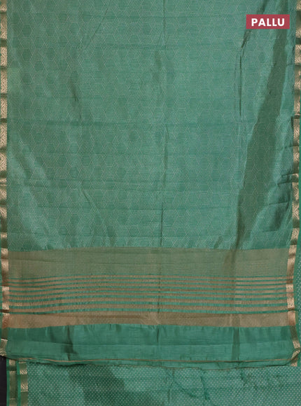Semi raw silk saree green with allover geometric prints and zari woven border