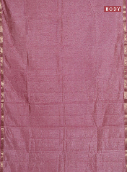 Semi raw silk saree mauve pink with allover geometric prints and zari woven border