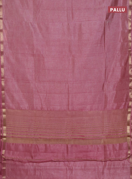Semi raw silk saree mauve pink with allover geometric prints and zari woven border