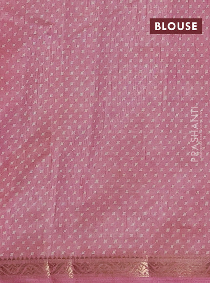 Semi raw silk saree mauve pink with allover geometric prints and zari woven border