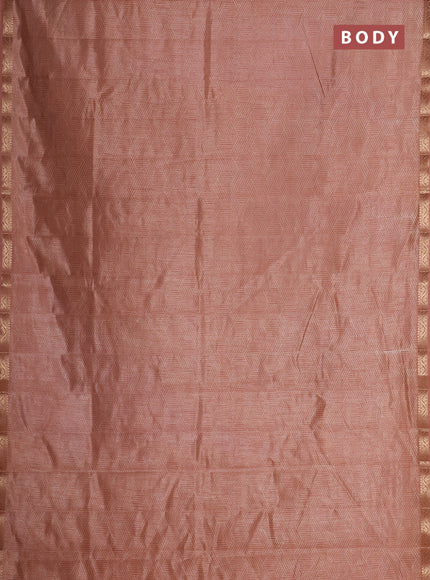 Semi raw silk saree pastel peach with allover geometric prints and zari woven border