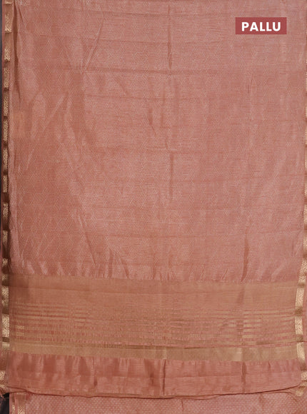 Semi raw silk saree pastel peach with allover geometric prints and zari woven border