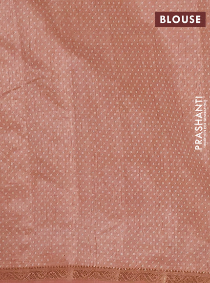 Semi raw silk saree pastel peach with allover geometric prints and zari woven border