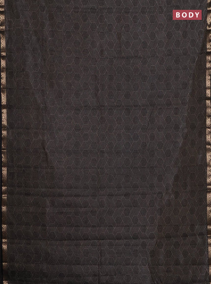 Semi raw silk saree black with allover geometric prints and zari woven border