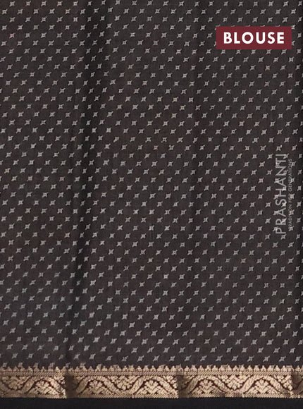 Semi raw silk saree black with allover geometric prints and zari woven border