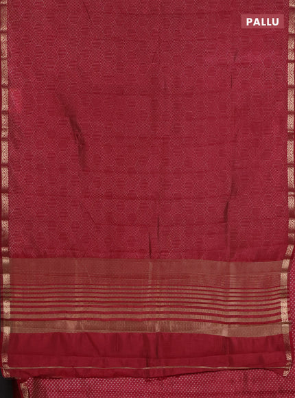 Semi raw silk saree maroon with allover geometric prints and zari woven border