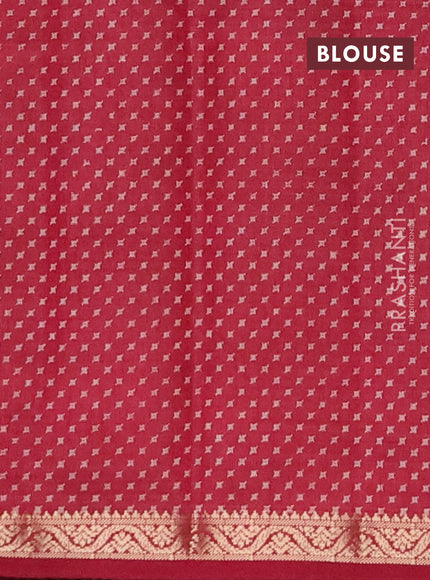 Semi raw silk saree maroon with allover geometric prints and zari woven border