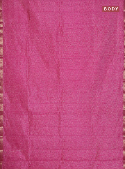 Semi raw silk saree pink with allover geometric prints and zari woven border