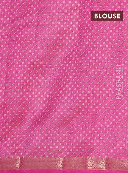 Semi raw silk saree pink with allover geometric prints and zari woven border