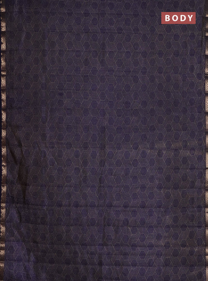 Semi raw silk saree navy blue with allover geometric prints and zari woven border