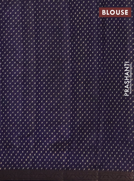 Semi raw silk saree navy blue with allover geometric prints and zari woven border