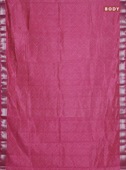 Semi raw silk saree light pink with allover zigzag prints and zari woven border