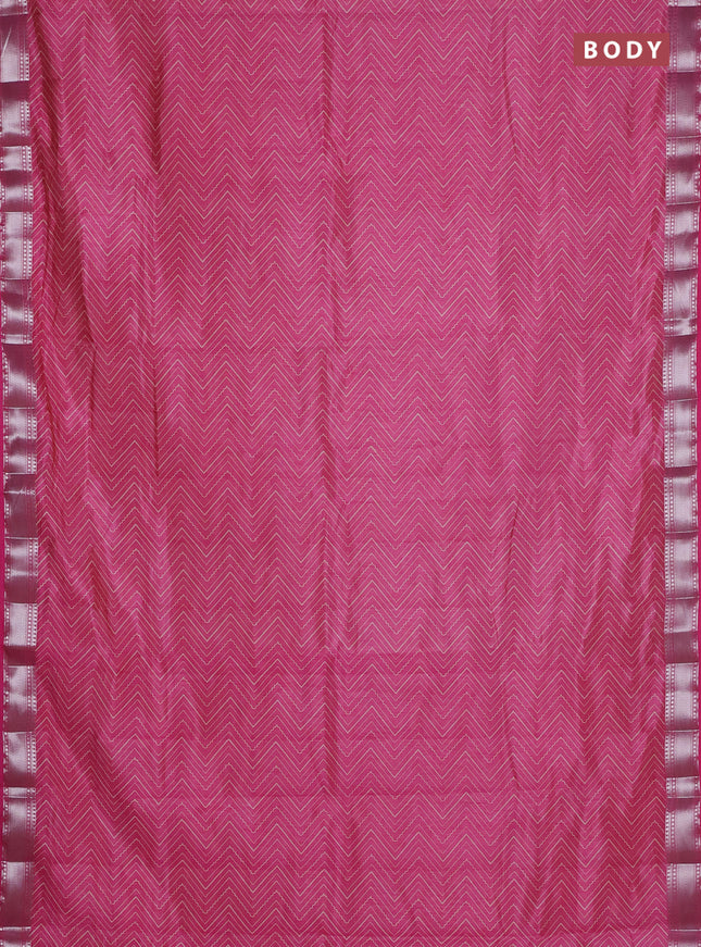 Semi raw silk saree light pink with allover zigzag prints and zari woven border