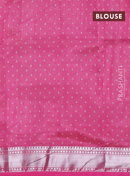 Semi raw silk saree light pink with allover zigzag prints and zari woven border