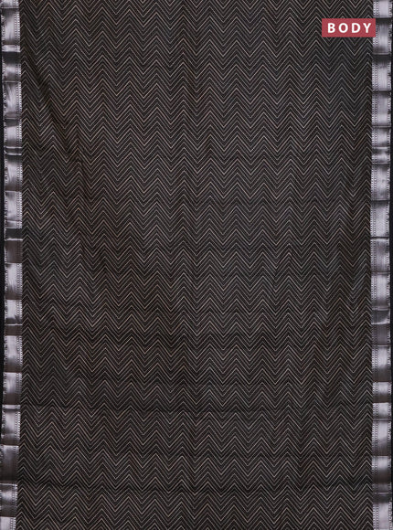 Semi raw silk saree black with allover zigzag prints and zari woven border