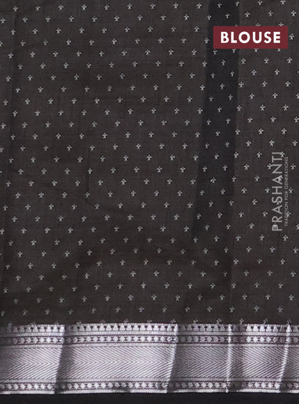 Semi raw silk saree black with allover zigzag prints and zari woven border