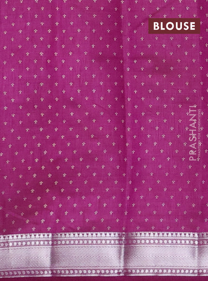 Semi raw silk saree deep purple with allover zigzag prints and zari woven border