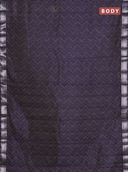 Semi raw silk saree navy blue with allover zigzag prints and zari woven border