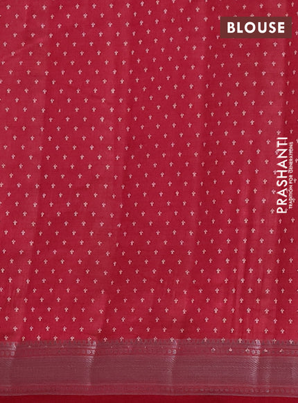 Semi raw silk saree maroon with allover zigzag prints and zari woven border
