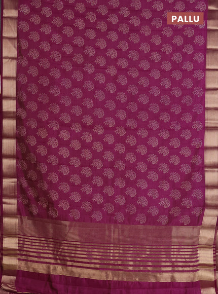 Semi raw silk saree pastel purple with allover floral prints and zari woven border