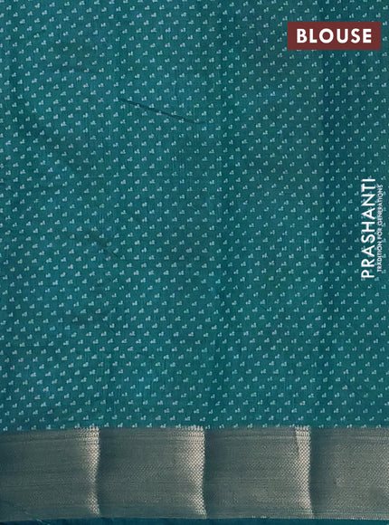 Semi raw silk saree cs blue with allover floral prints and zari woven border