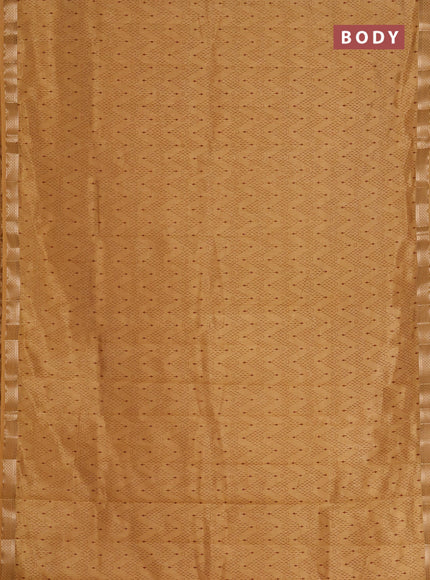 Semi raw silk saree sandal with allover zigzag prints and zari woven border