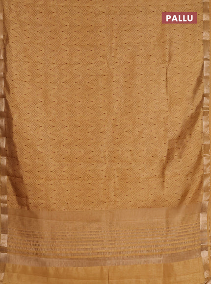 Semi raw silk saree sandal with allover zigzag prints and zari woven border