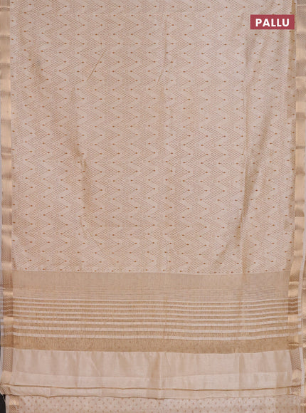 Semi raw silk saree cream with allover zigzag prints and zari woven border