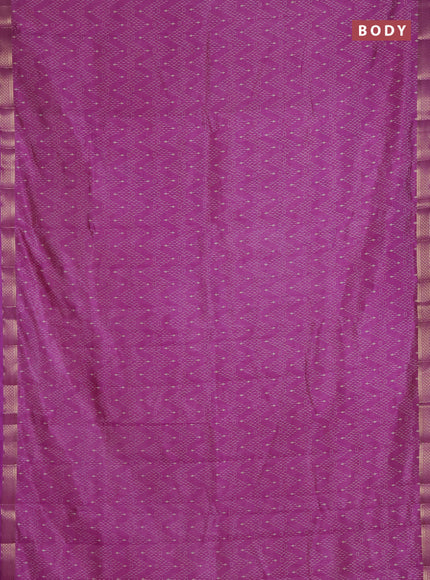 Semi raw silk saree lavender with allover zigzag prints and zari woven border