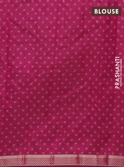 Semi raw silk saree dark pink with allover zigzag prints and zari woven border