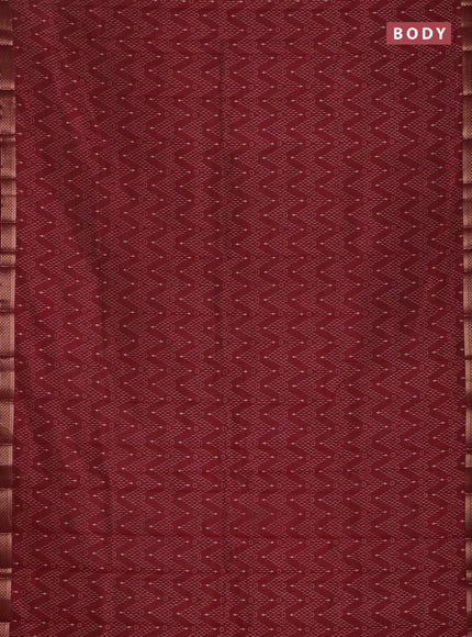 Semi raw silk saree maroon with allover zigzag prints and zari woven border