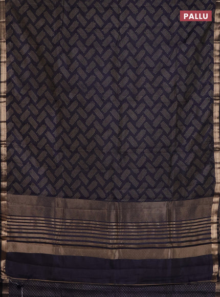Semi raw silk saree black with allover butta prints and zari woven border