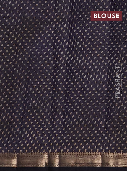 Semi raw silk saree black with allover butta prints and zari woven border