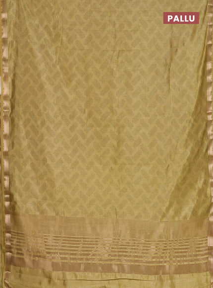 Semi raw silk saree mustard shade with allover butta prints and zari woven border