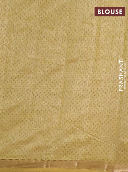 Semi raw silk saree mustard shade with allover butta prints and zari woven border