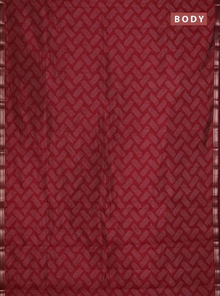 Semi raw silk saree maroon with allover butta prints and zari woven border